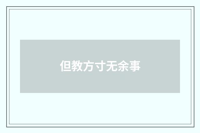 但教方寸无余事