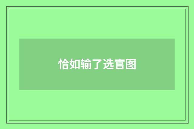 恰如输了选官图