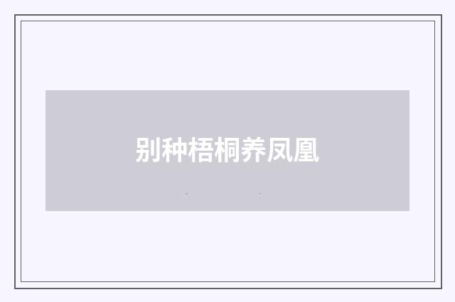 别种梧桐养凤凰