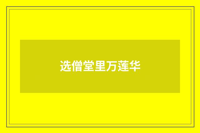 选僧堂里万莲华