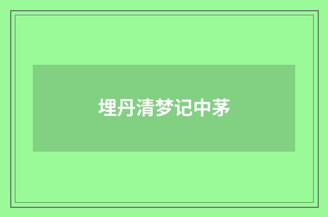 埋丹清梦记中茅