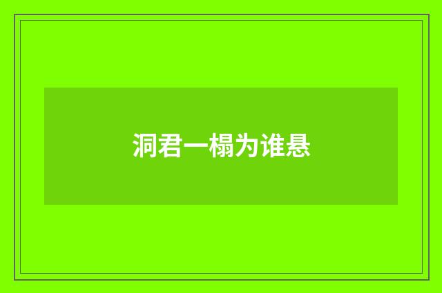 洞君一榻为谁悬