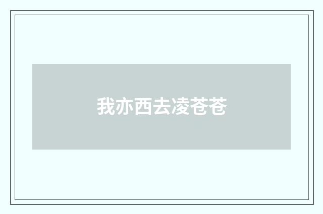 我亦西去凌苍苍