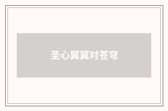 圣心翼翼对苍穹