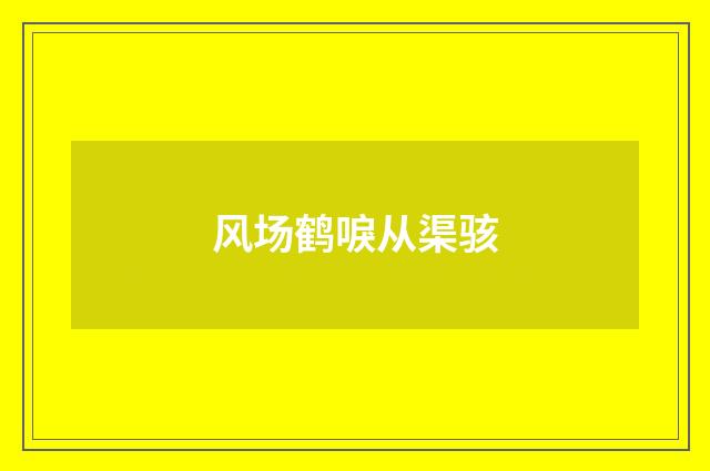 风场鹤唳从渠骇