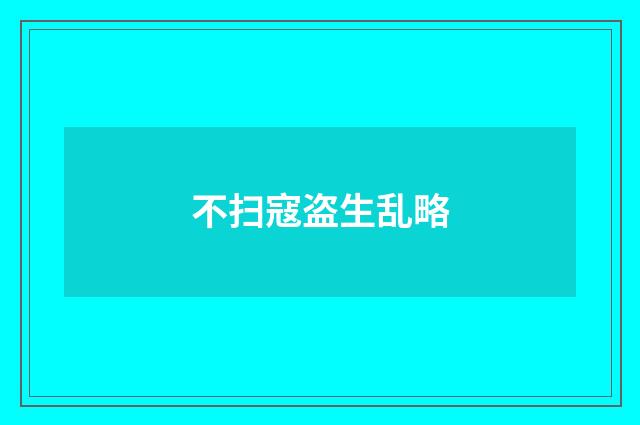 不扫寇盗生乱略