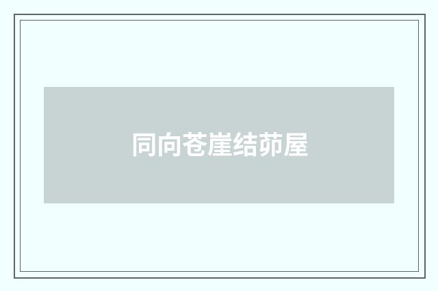 同向苍崖结茆屋