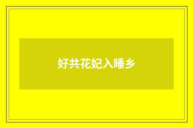 好共花妃入睡乡