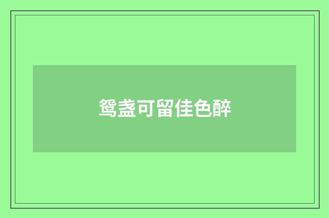 鸳盏可留佳色醉