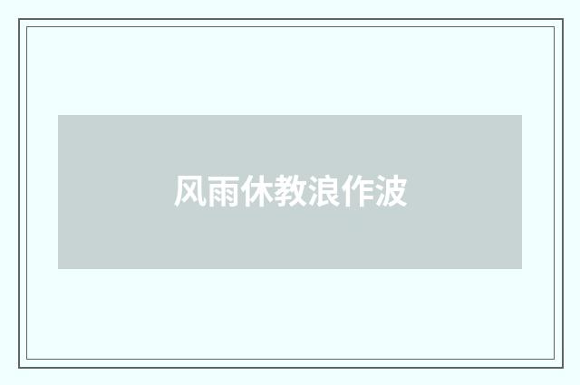 风雨休教浪作波