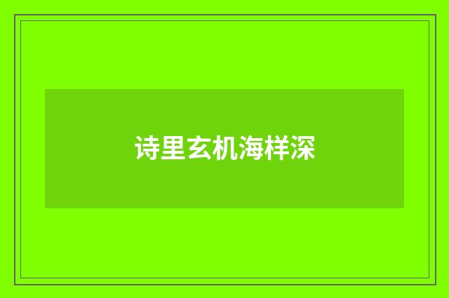 诗里玄机海样深