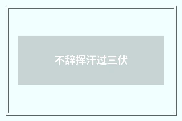 不辞挥汗过三伏