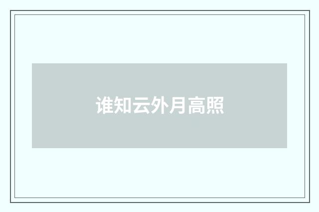 谁知云外月高照