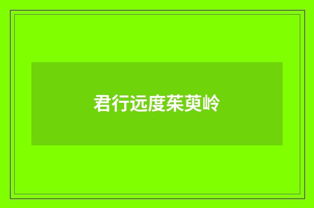 君行远度茱萸岭