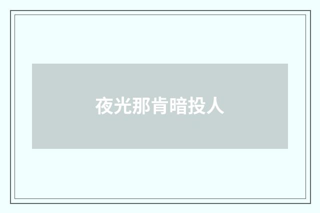 夜光那肯暗投人