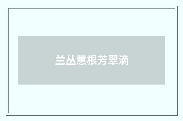 兰丛蕙根芳翠滴