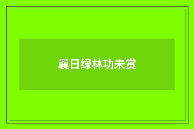 曩日绿林功未赏