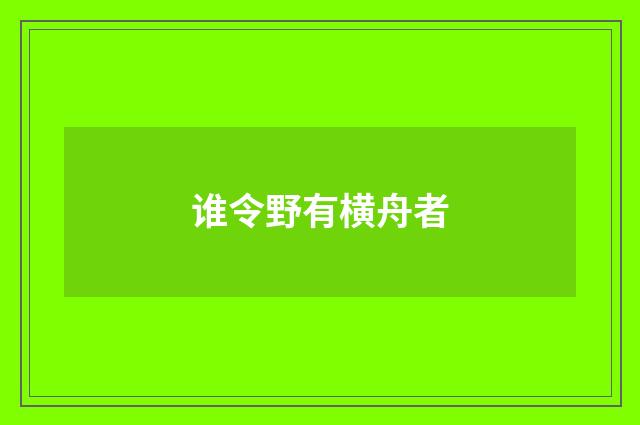 谁令野有横舟者