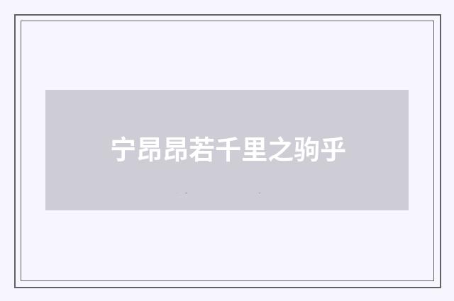 宁昂昂若千里之驹乎