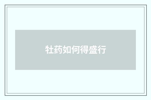 牡药如何得盛行