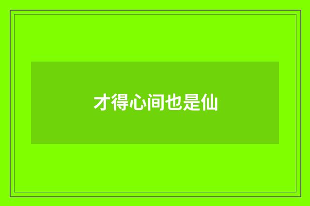 才得心间也是仙