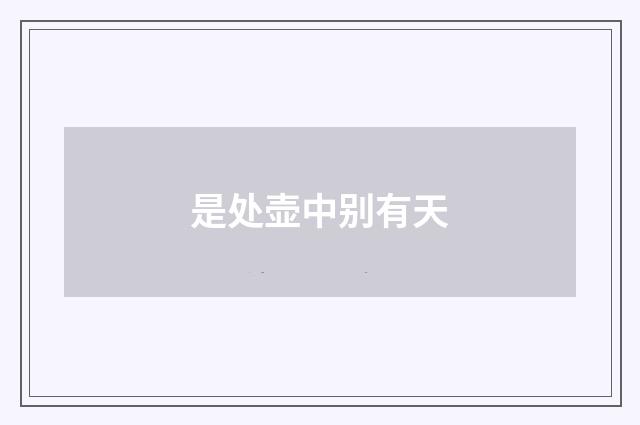 是处壶中别有天