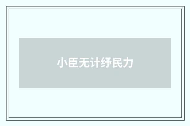 小臣无计纾民力