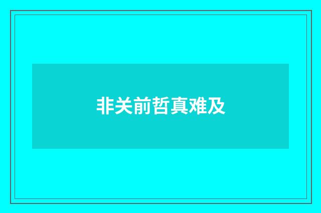 非关前哲真难及