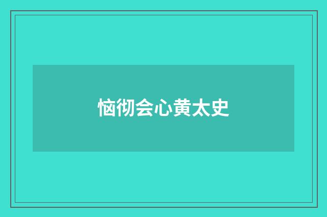 恼彻会心黄太史