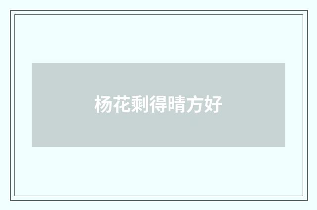 杨花剩得晴方好