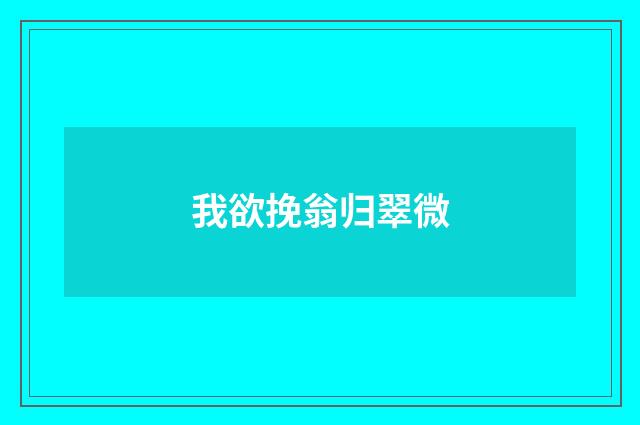 我欲挽翁归翠微