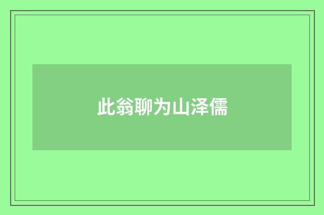 此翁聊为山泽儒