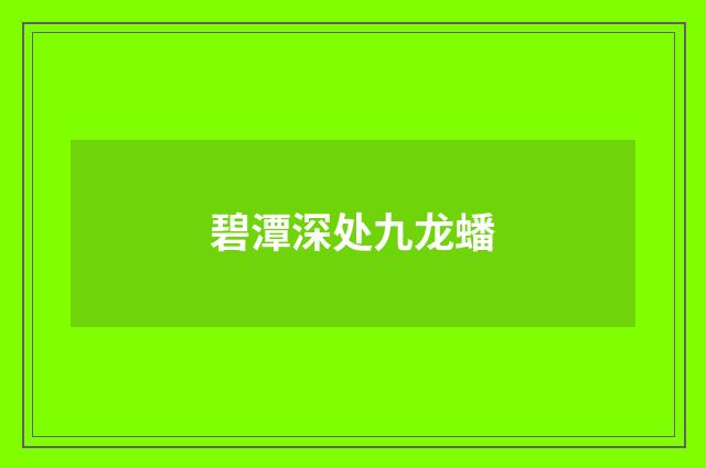 碧潭深处九龙蟠