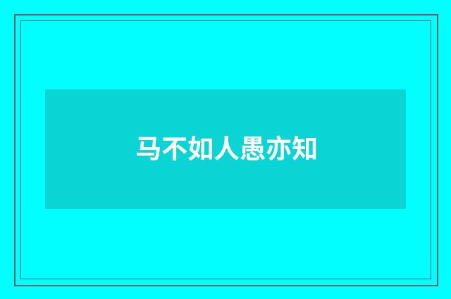 马不如人愚亦知