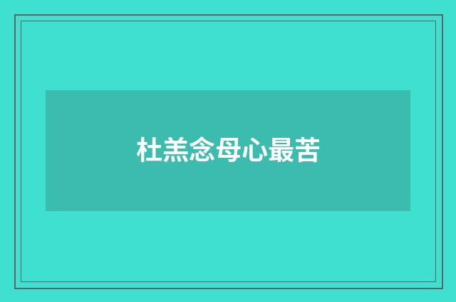 杜羔念母心最苦