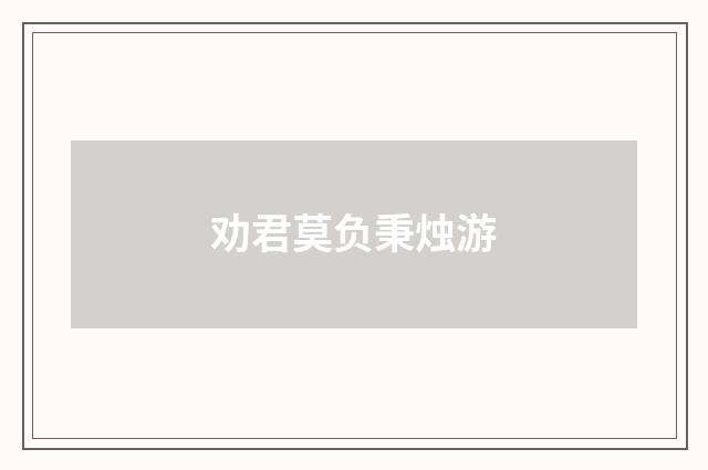 劝君莫负秉烛游