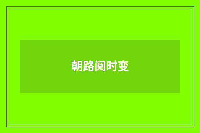 朝路阅时变