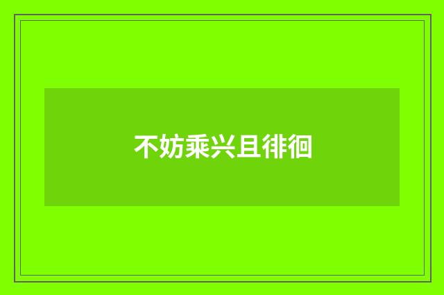 不妨乘兴且徘徊