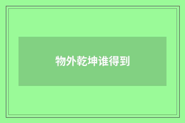 物外乾坤谁得到