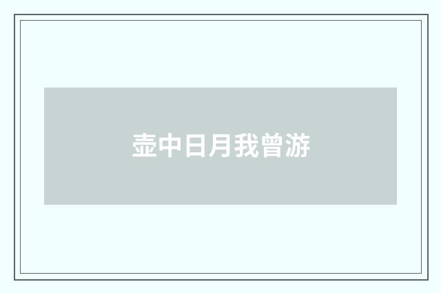 壶中日月我曾游