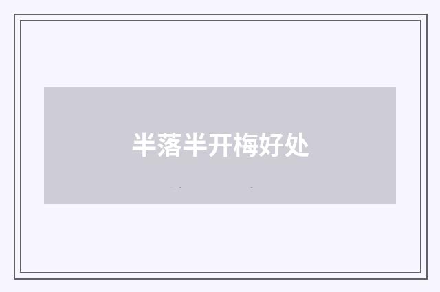 半落半开梅好处