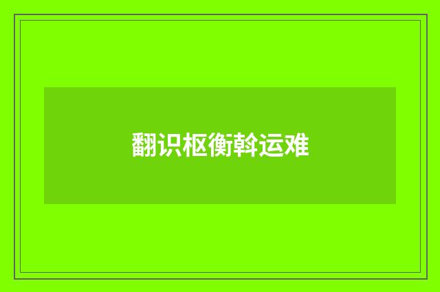 翻识枢衡斡运难