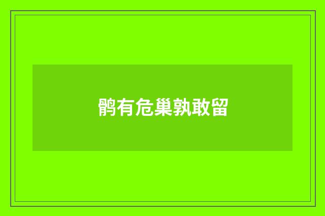 鹘有危巢孰敢留