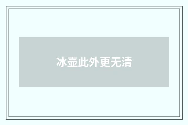 冰壶此外更无清