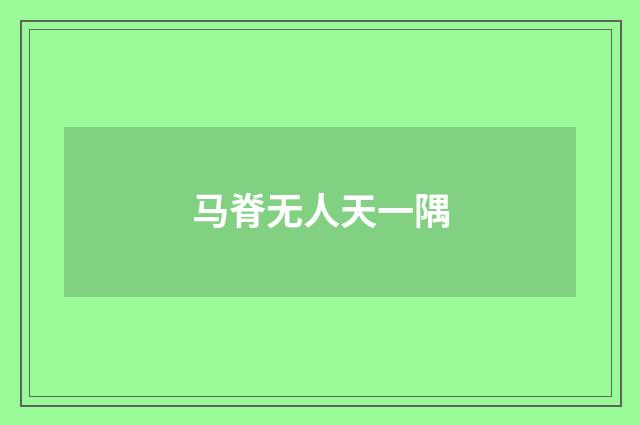 马脊无人天一隅