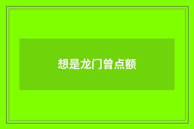 想是龙门曾点额