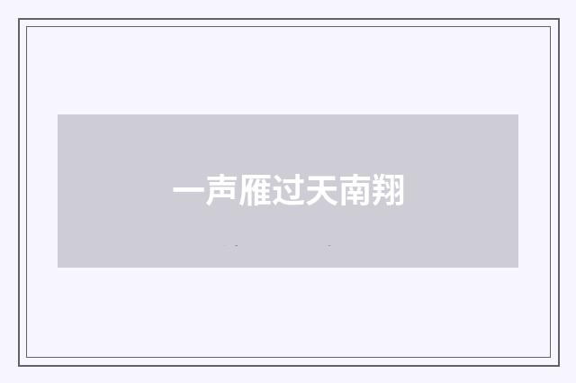 一声雁过天南翔