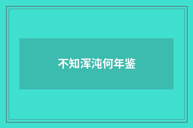 不知浑沌何年鉴