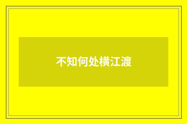 不知何处横江渡