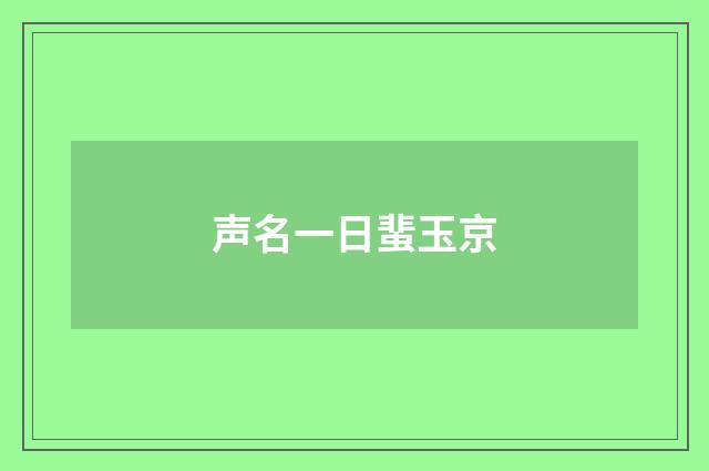 声名一日蜚玉京